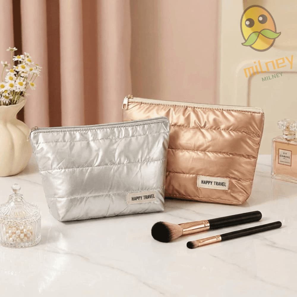 Bolsa Cosmética MILLNEY , De Maquiagem Dourada/Prateada À Prova D'água Higiene Portátil Leve De Grande Capacidade