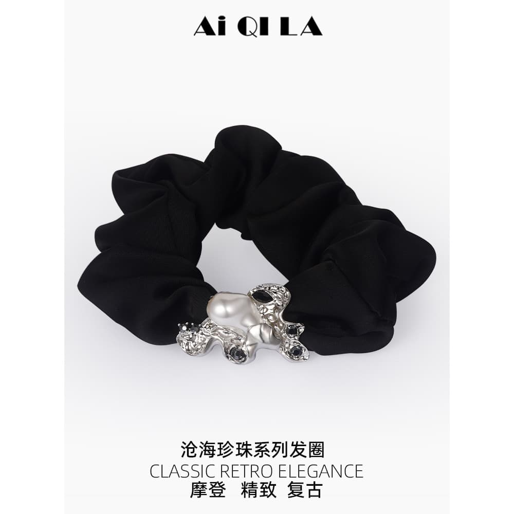 AIQILA Canghai Imitação de Pérola Série Retro Scrunchy Laço de Cabelo Laço de Cabelo Corda de Borracha Grossa Cocar Temp
