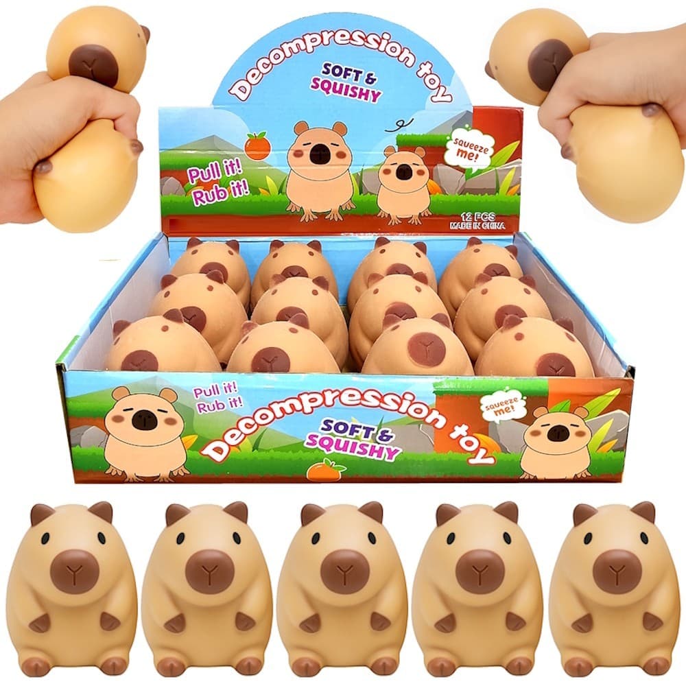 Kit 12 Squishy Capivara de Apertar Brinquedo Anti Stress Festa Infantil Lembrancinha