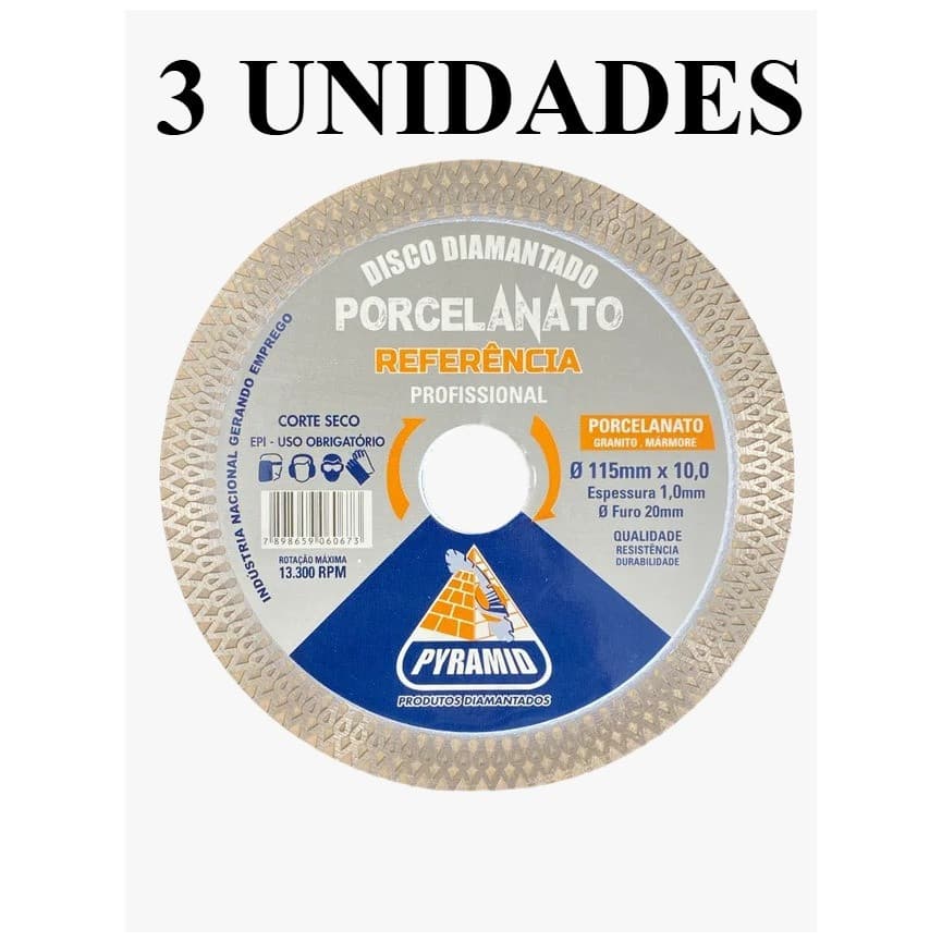kit 3 Disco  de corte diamante 115mm porcelanato fino referencia FUR0 20- REVENDEDOR