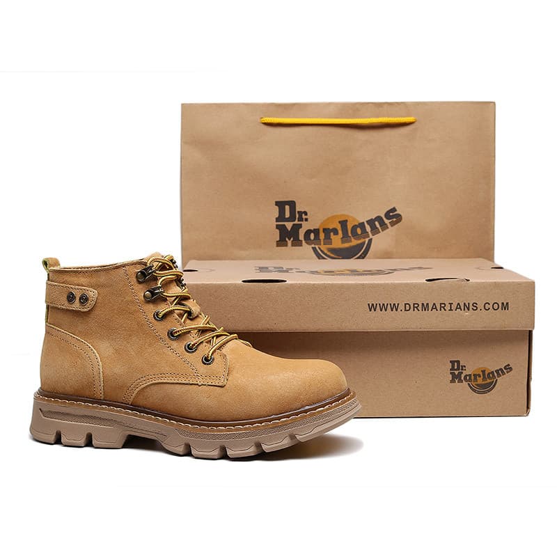 2025 outono ruibarbo botas masculinas Martin botas de lã Mid-Top couro genuíno britânico botas gerais botas curtas botas