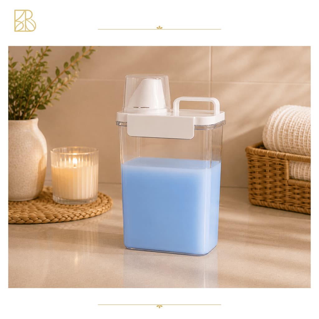Dispenser Hermético para Lavanderia 1,5L Premium com Copo Dosador | Sabão e Amaciante