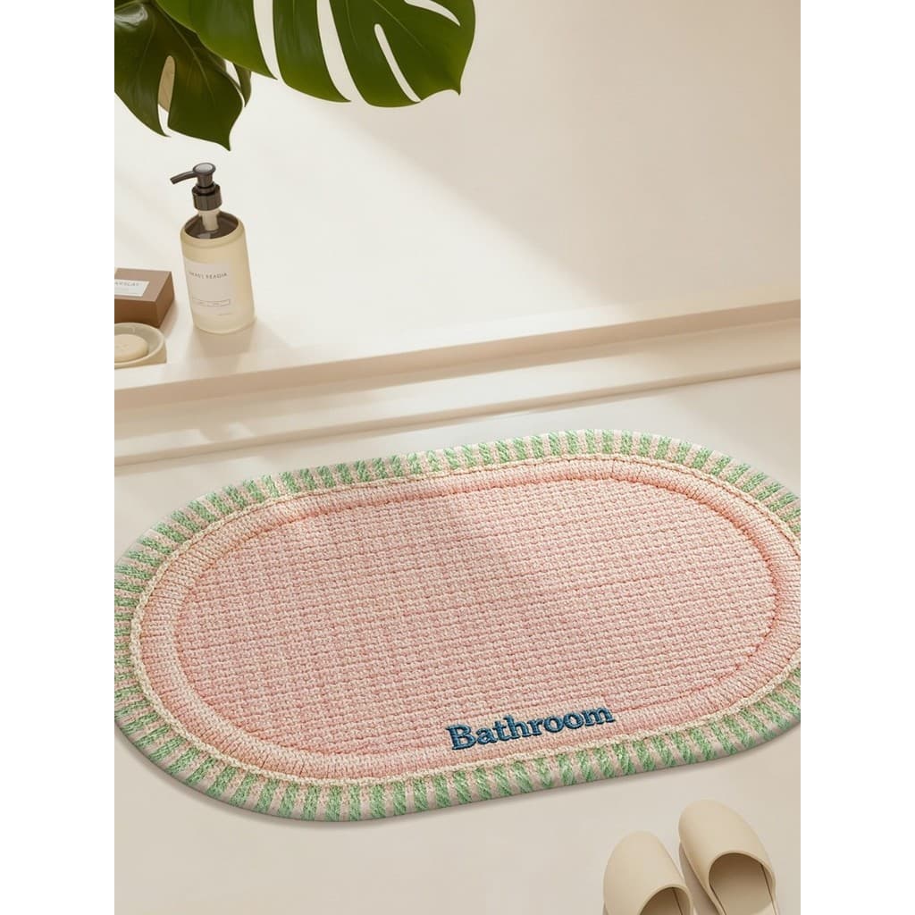 Tapete de chão de lama de diatomáceas de linho absorve água resistente à sujeira antiderrapante porta de banheiro tapete