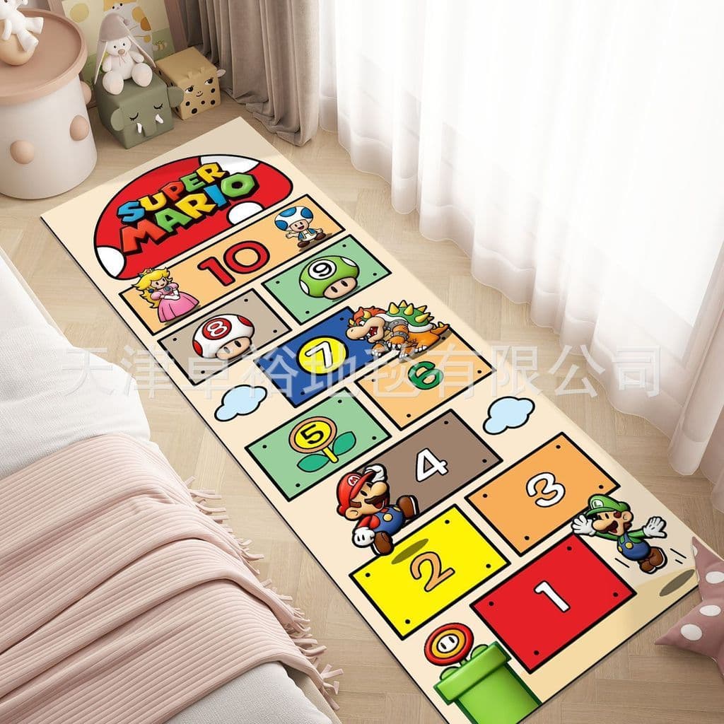 Tapete do quarto das crianças dos desenhos animados casa de salto jogo tapetes absorver água fácil de cuidar quarto cabe