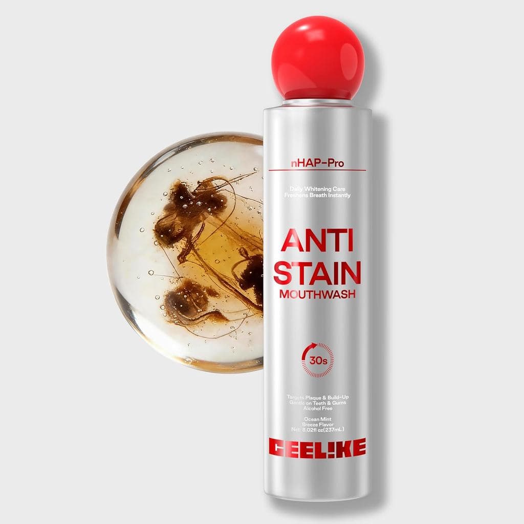 Enxaguante bucal anti-manchas Ning, sem álcool, fórmula nHAP-Pro, refresca o hálito, sabor menta oceânica, 8.02oz 01OW
