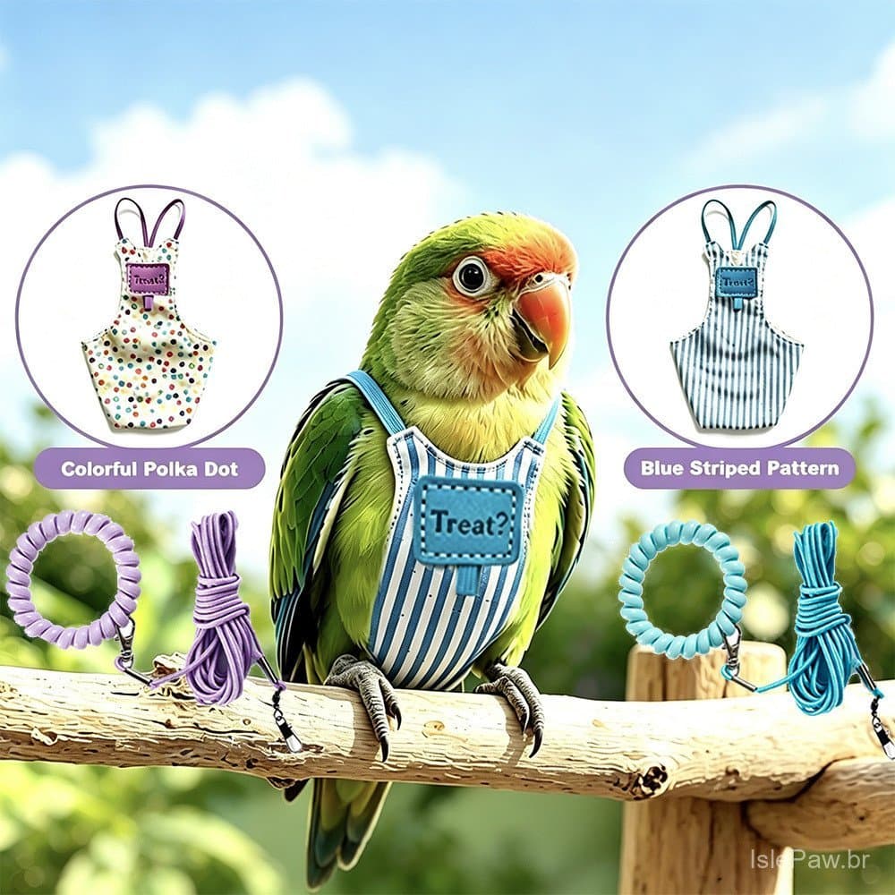 Roupa de Proteção para Papagaios com Corda de Tração Anti-Perda para Aves de Estimação