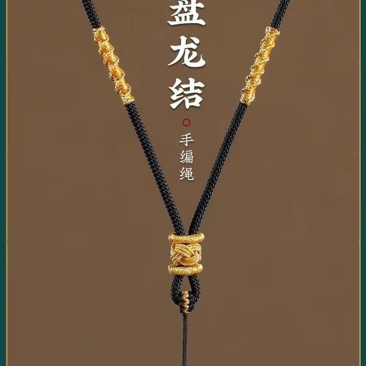 Corda preta pingente cordão Jade pingente ajustável pendurado pescoço pingente colar pingente corda masculino feminino p