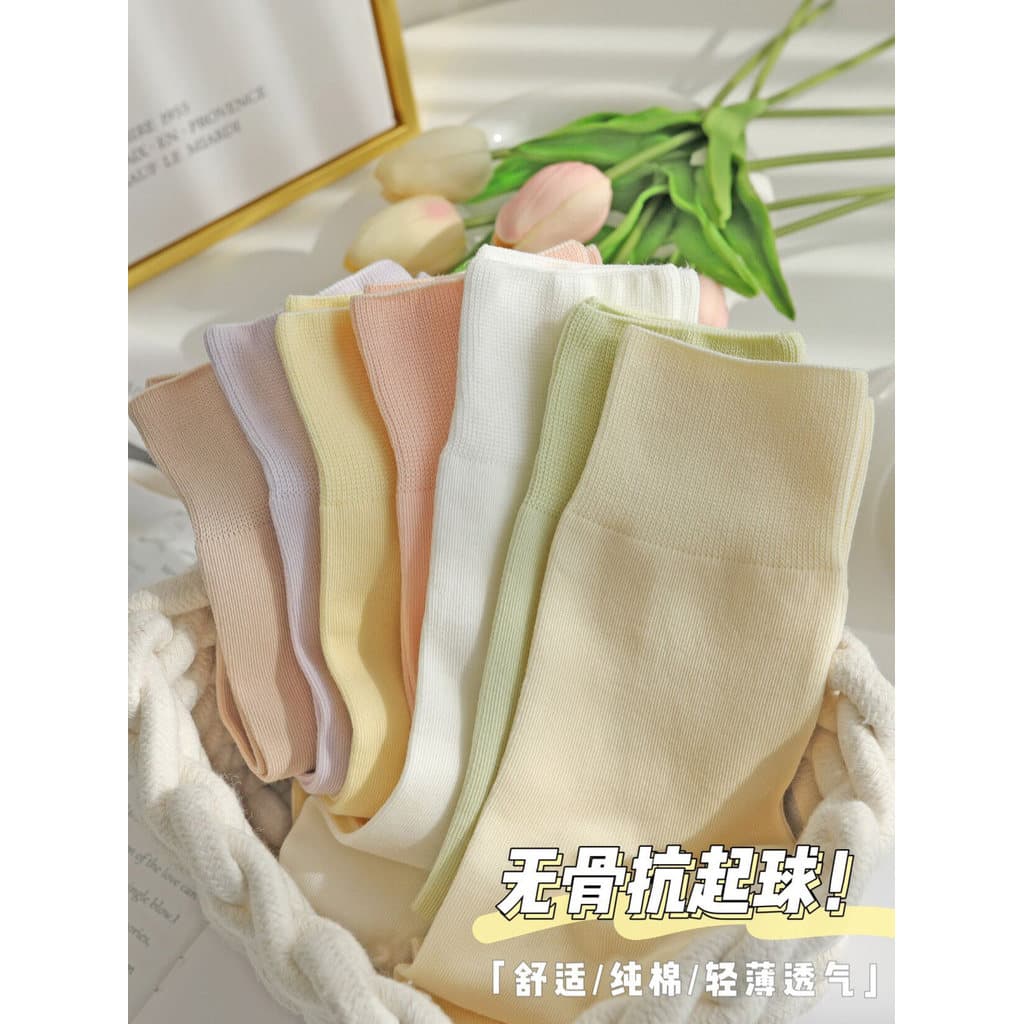 Cor sólida desossada Mid-Tube feminino puro algodão boca solta Bule meias de confinamento primavera outono ins na moda v