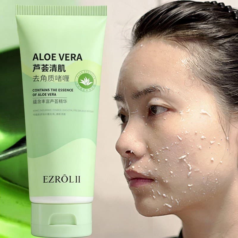 Gel Esfoliante de Aloe Vera, Esfoliante Facial Suave, Hidratante Profundo e Hidratante, Esfoliante Facial de Chá Verde