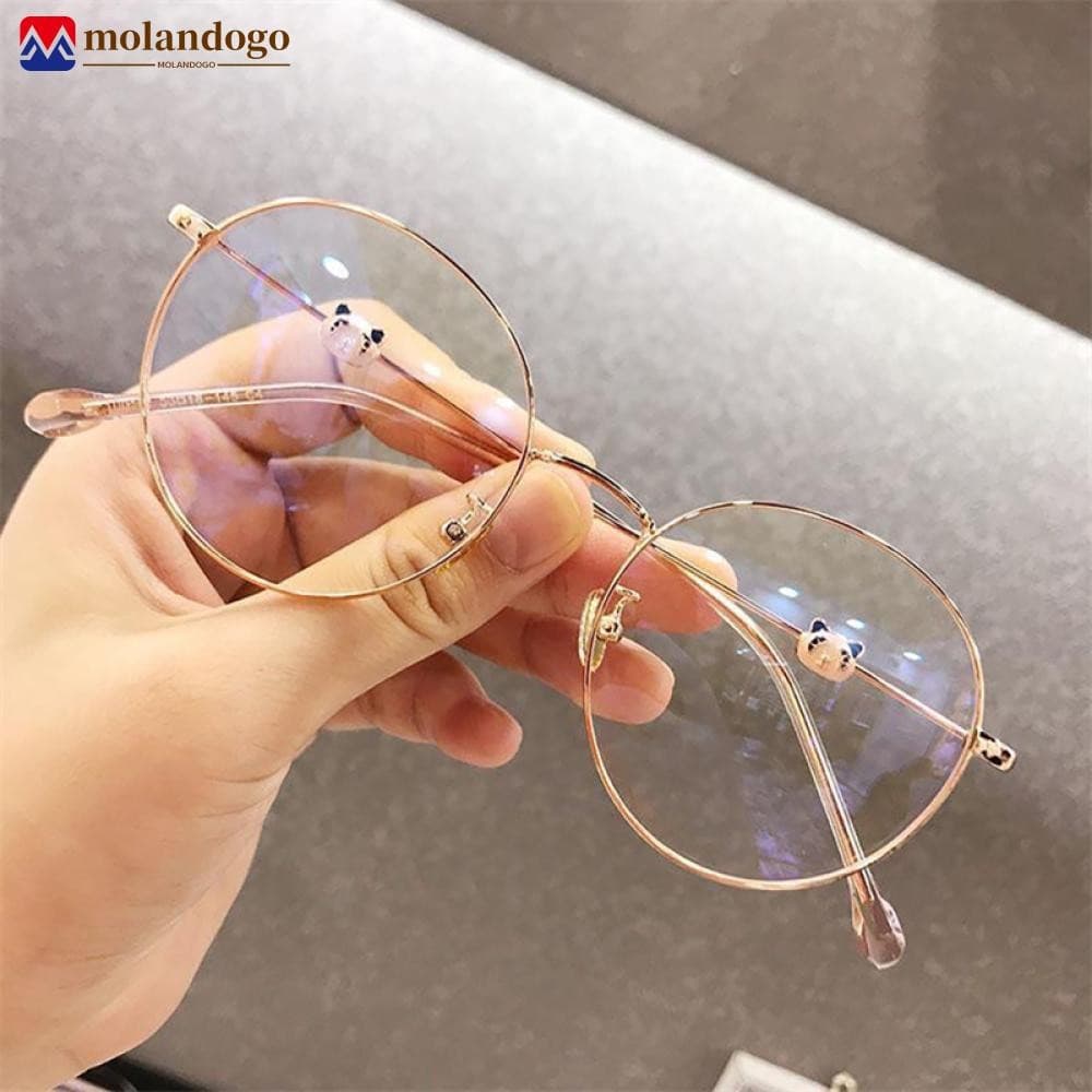 Milandogo Óculos Anti-Luz Azul Fofos Panda Armação De Metal Decorativa Moda Confortável Transparentes Para Mulheres H9K2