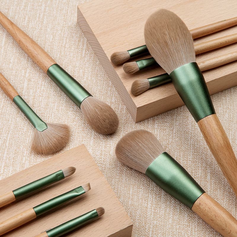 10 pçs Qingluo conjunto de pincéis de maquiagem macio solto pó escova Blush escova sombra iniciantes usam ferramentas de