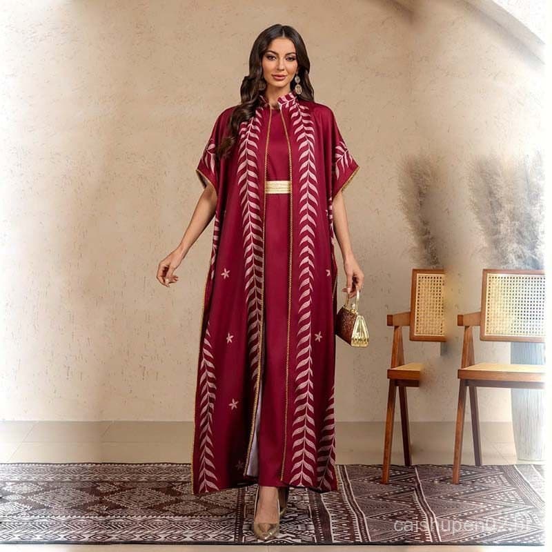 Vestido Muçulmano para Mulheres para o Eid, Jalabiya Islâmica Bordada, Djellaba de Ramadã, Túnica Árabe, Caftan Turco, A