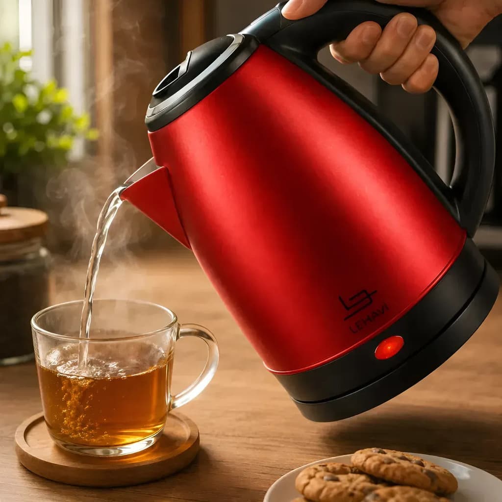 Chaleira Elétrica Inox 1,8l Base Giratória Vermelha 220v