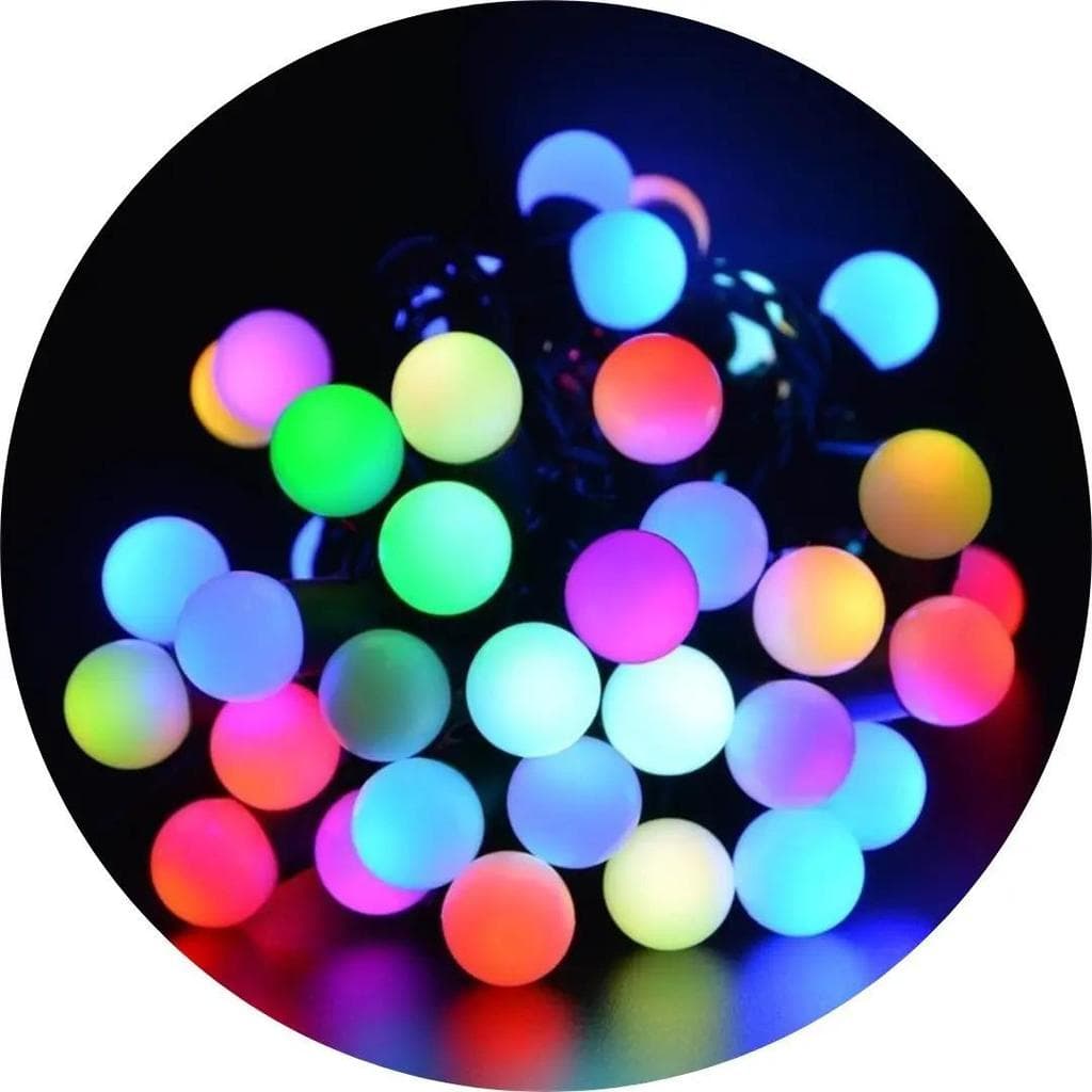 Cordão 40 Leds Rgb Bolinhas Coloridas Fio Verde