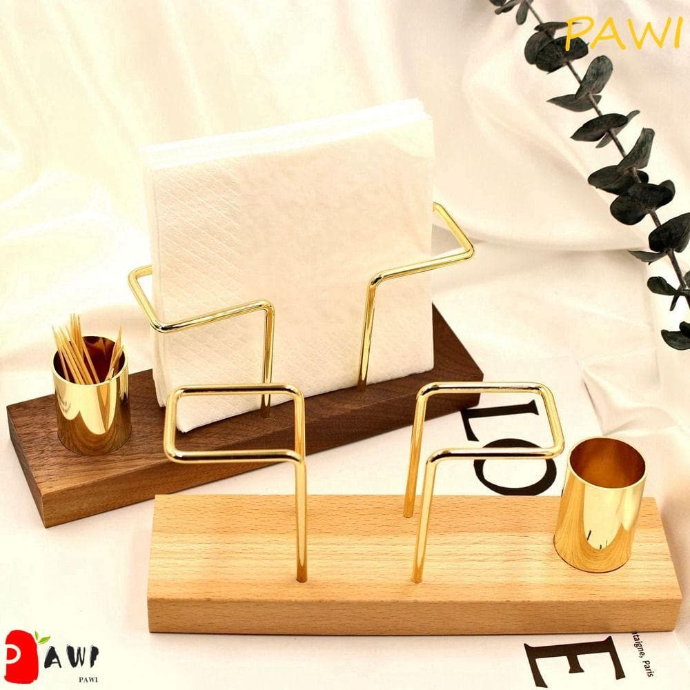 Caixa De Tecido PAWI , Porta-Guardanapo Vertical , Metal Dourado Com Estojo Para Palito , Dispensador Casa