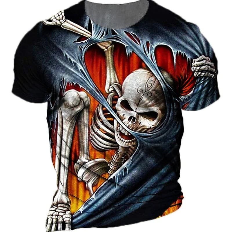 Regata Masculina Estampada Solta Com Gola Redonda