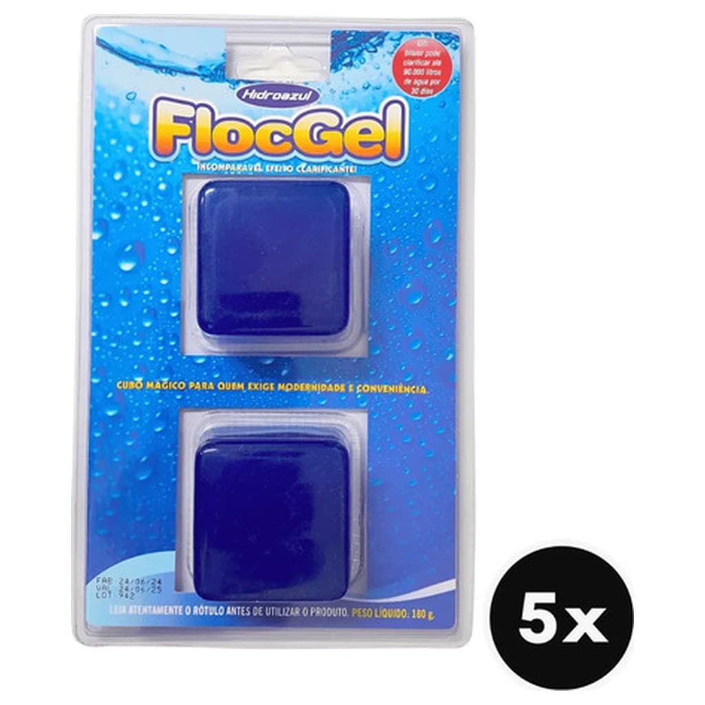 Kit 5 Hidroazul Floc Gel Blister 2 Unidades 180g Clarificante Piscina Floculante Cubo Gelatinoso