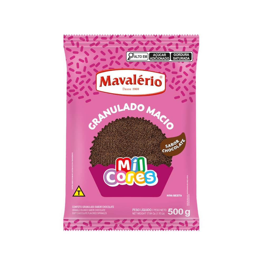 GRANULADO MACIO SABOR CHOCOLATE MIL CORES MAVALÉRIO - 500g