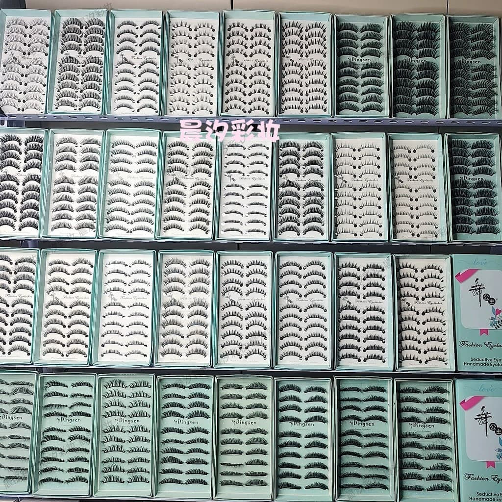 [6 caixas frete grátis] dança princesa cílios postiços 3D9mm-13mm Natural grosso Curling cruz 10 pares cílios