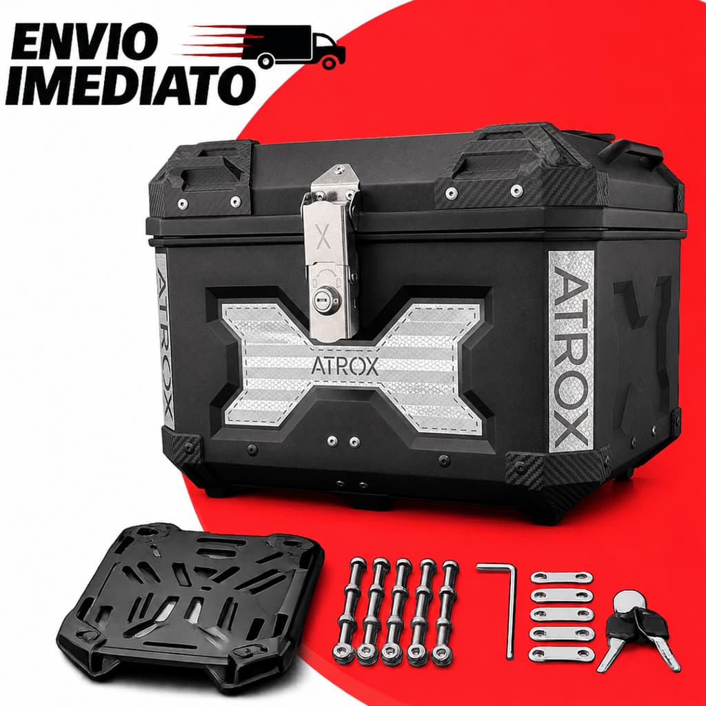 Baú Bauleto Universal Para Moto 38 litros Com Forro Atrox Completo ENVIO IMEDIATO