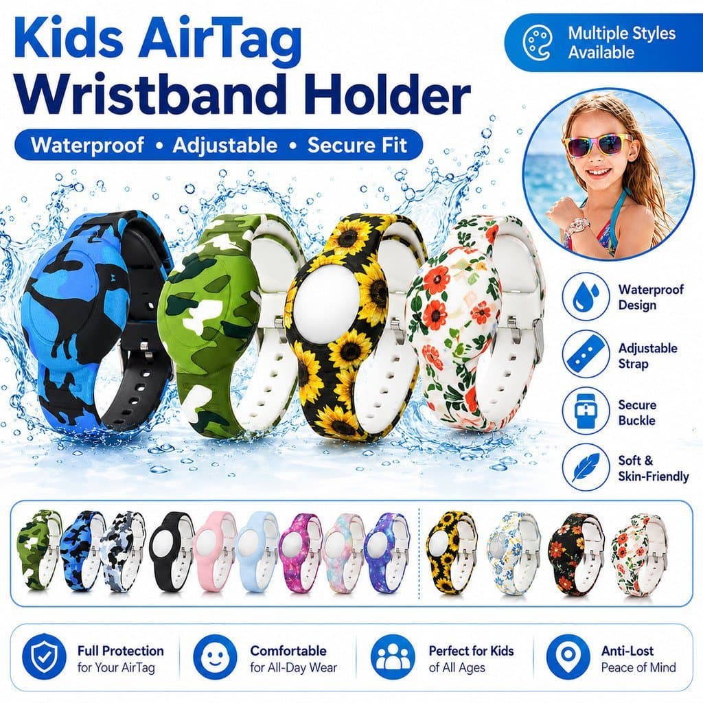 Pulseira Air Tag Para Crianças De Silicone Macio Infantil , Suporte Leve Rastreador GPS Compatível Com Relógio Apple Air