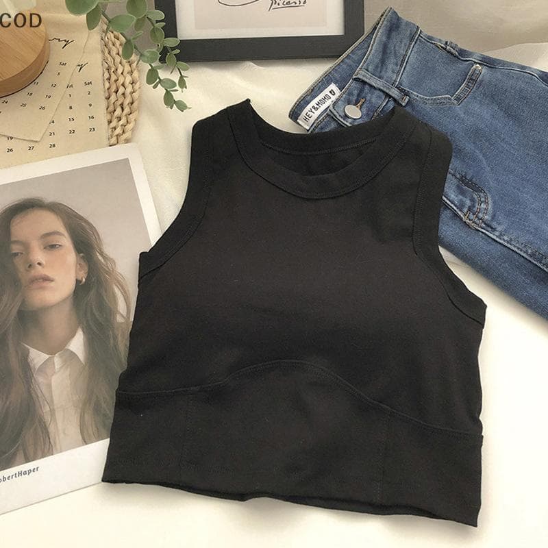 [YSB] Verão Curto I-Word Camiseta Feminina Beleza Costas Tudo-Em-Um Com Almofadas De Sutiã Envoltório De Emagrecimento I