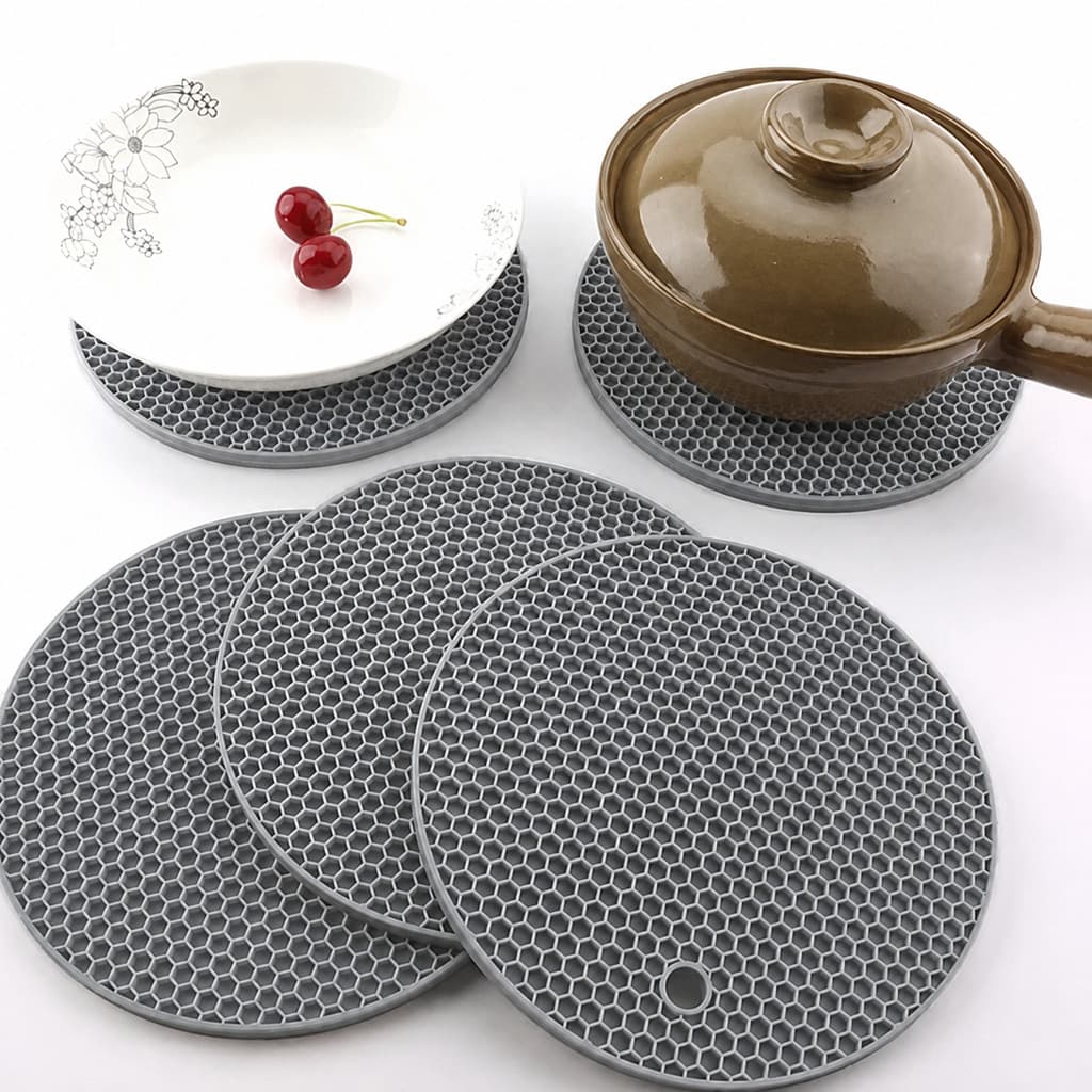 Kit 4 Descansos De Panela Em Silicone Resistente Antiderrapante Térmico Protetor De Mesa Cozinha