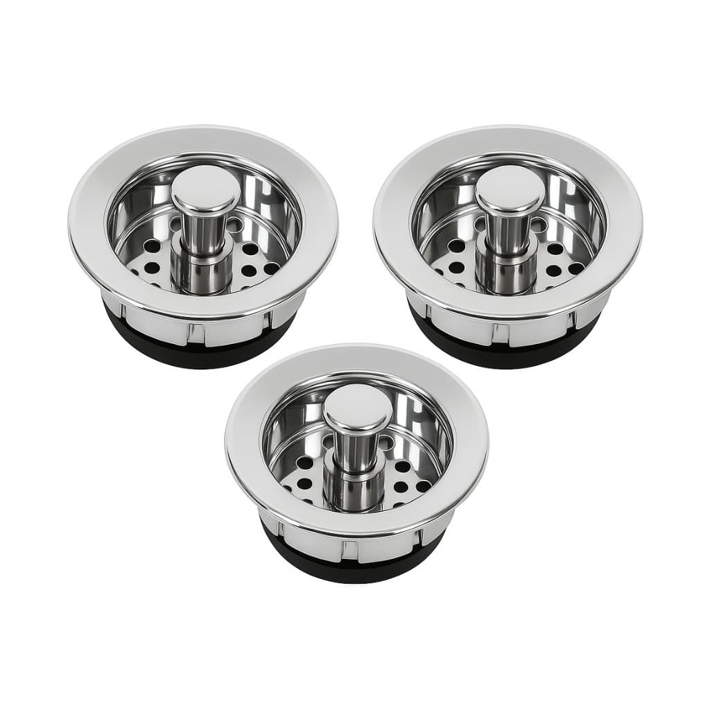 Kit 3 Ralo Cestinha de Pia De Cozinha 6cm com Válvula Americana Ralinho Cromado Cesto Para Cuba