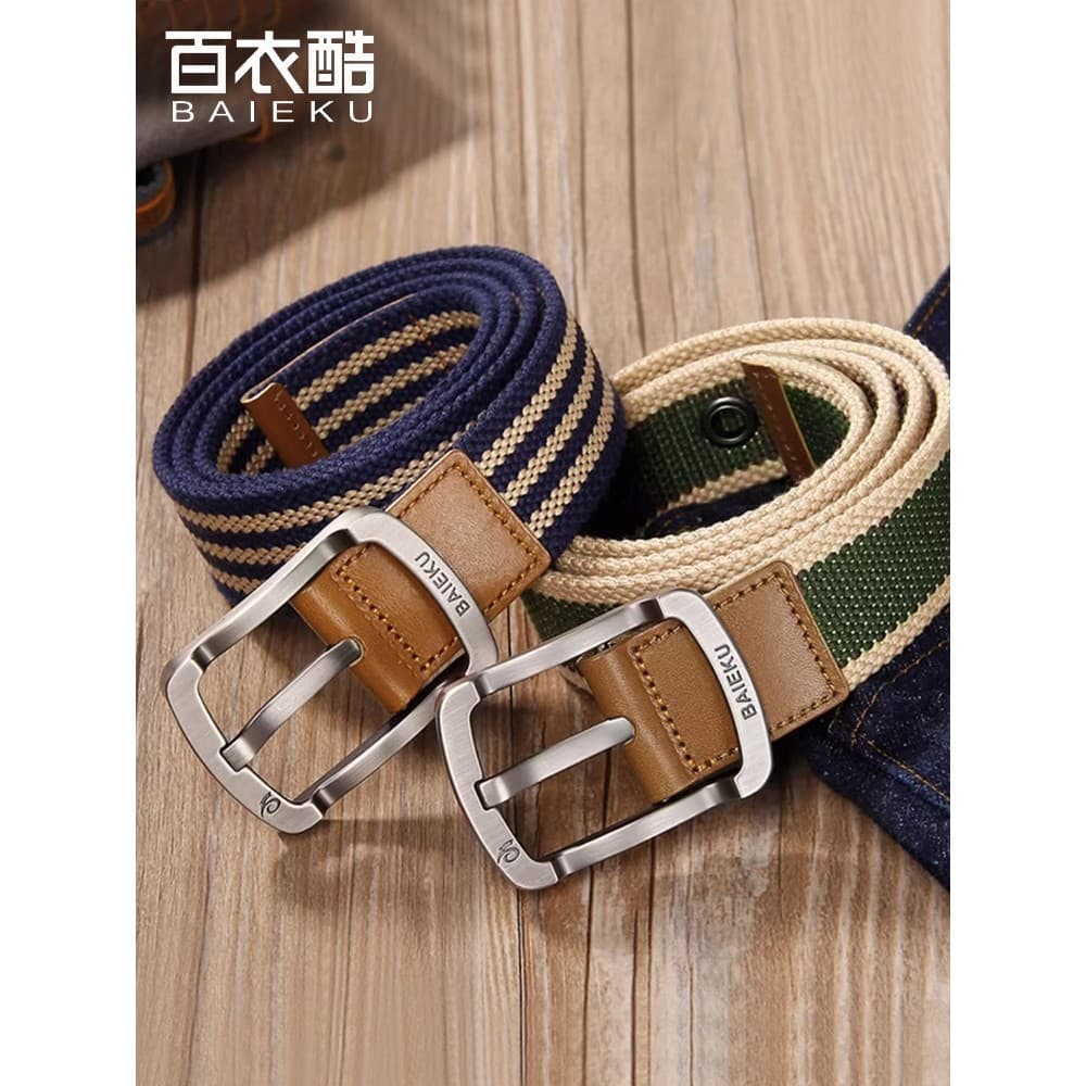Baiyi cinto de lona legal masculino Casual cinto adolescente estudante cinto de pano masculino All-Match Jeans cinto