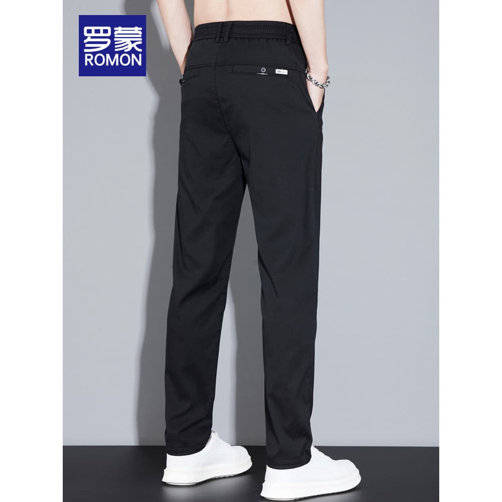 Romon Lyocell Tencel Calças Casuais Homens Verão Estilo Fino Solto Calças Compridas Retas Homens Calças De Seda Gelo Est