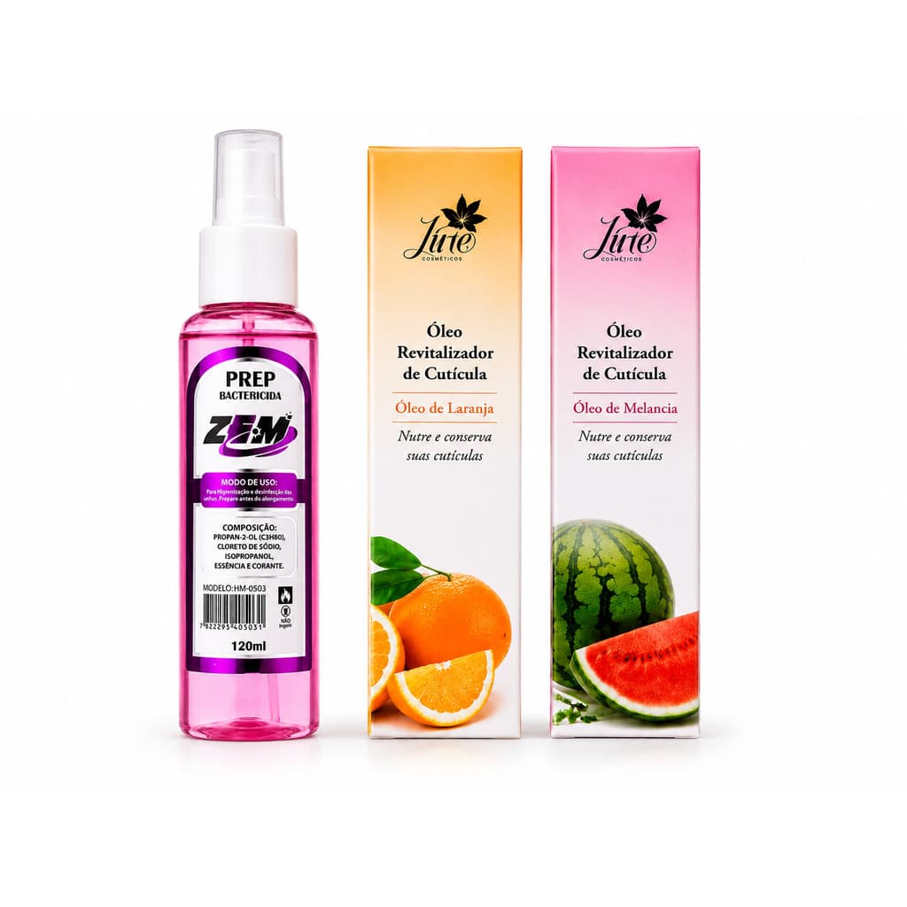 PREP Higienizador 120 ml + 2 ÓLEO REVITALIZADOR DE CUTÍCULA.