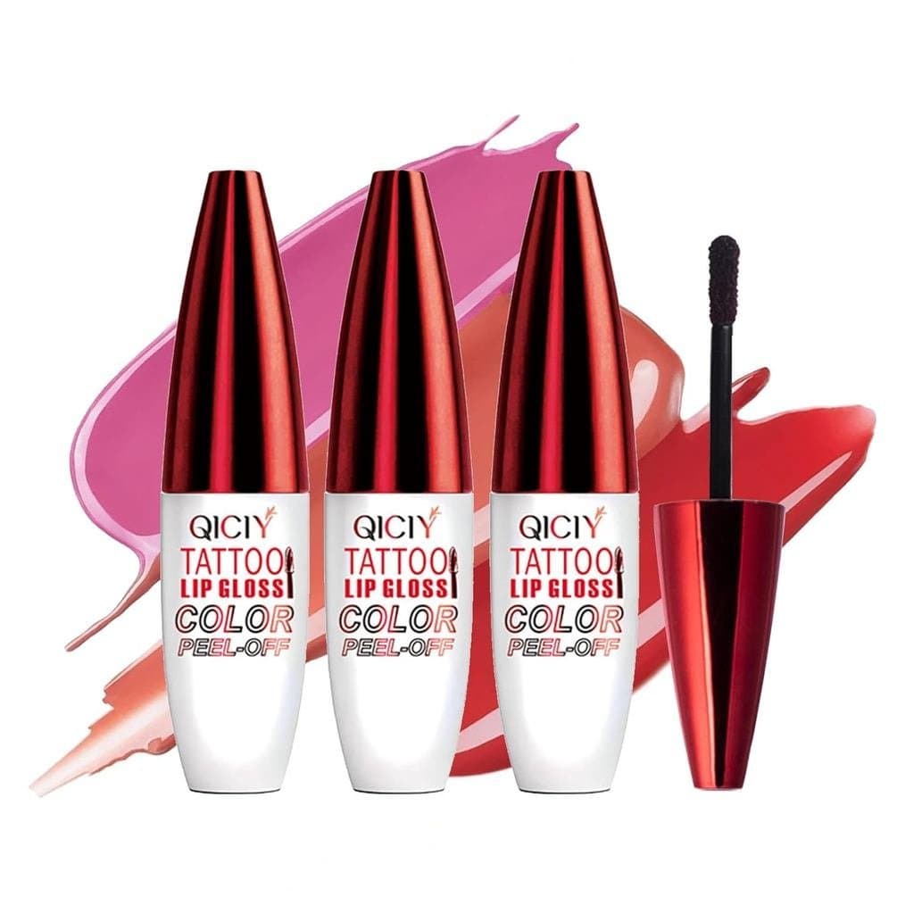 Charm Kiss 3PCS Tinta Labial Removível, Brilho Labial à Prova d'Água de Longa Duração, Tinta Labial Reveladora, Batons R