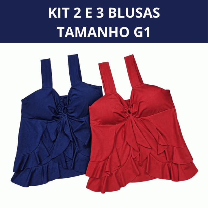 Kit 2 e 3 Blusas G1 Femininas Babado
