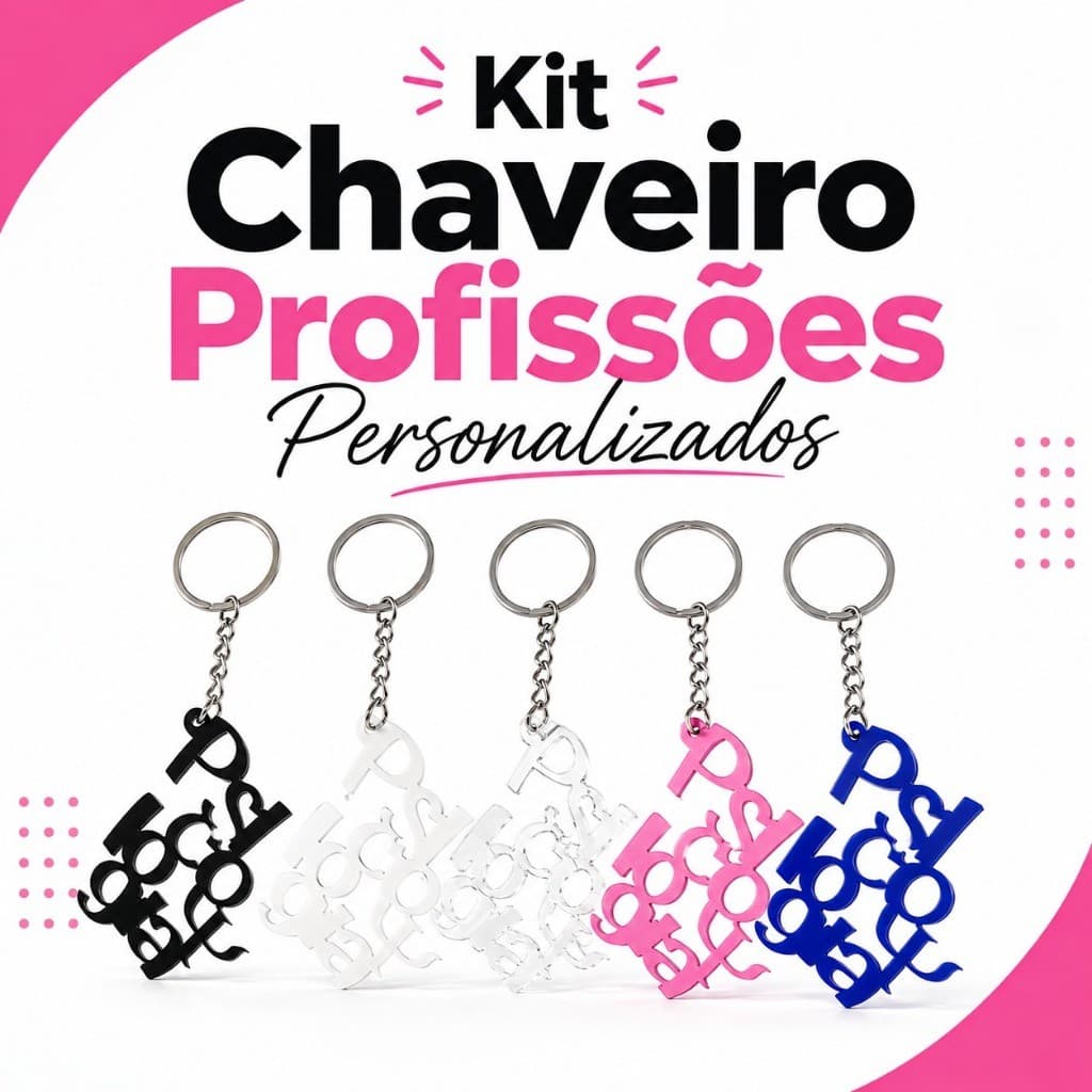 Kit Chaveiro Profissões Personalizado Brinde Lembrancinha Formatura Cores Agrilico