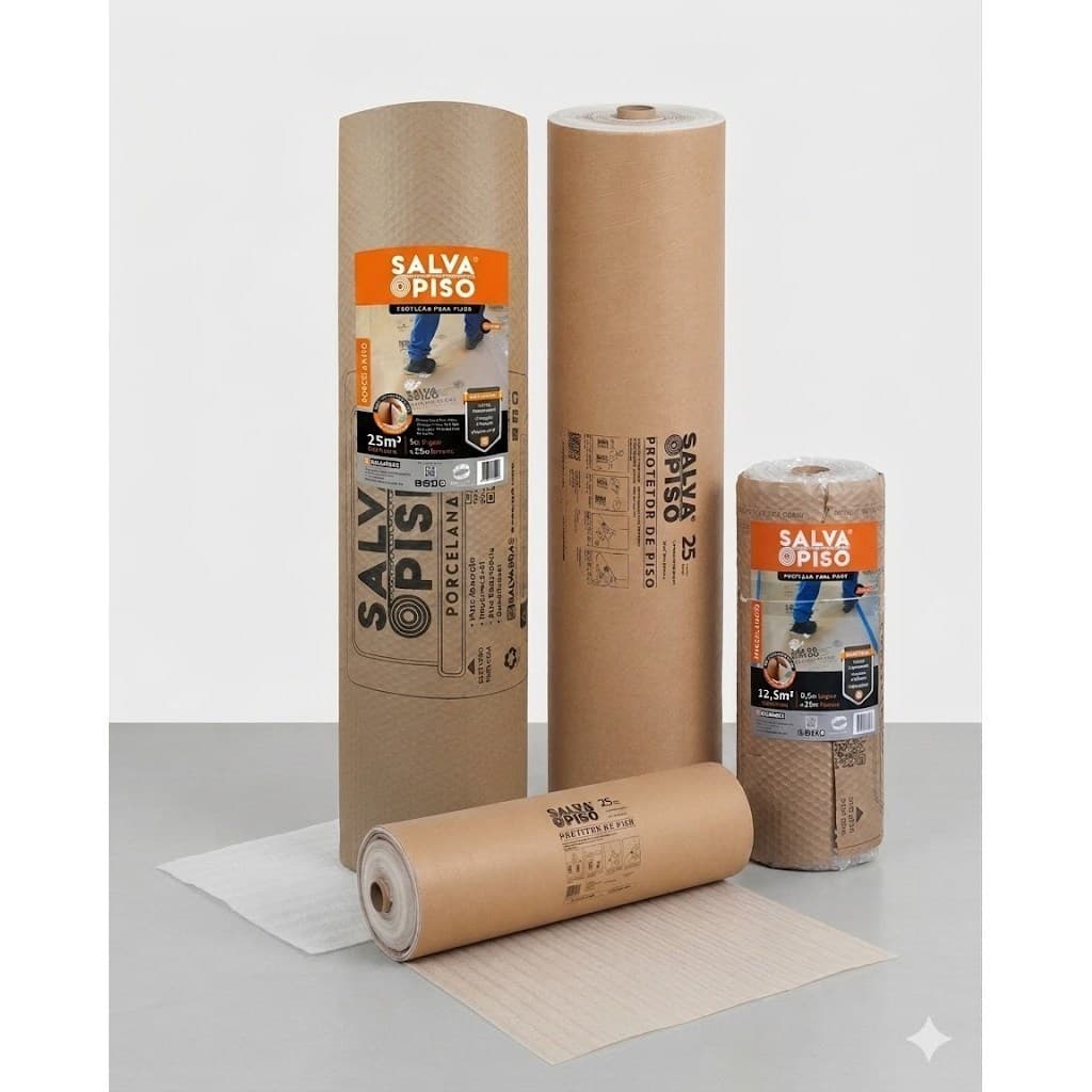 Salva Piso Bobina de papelão com plastico bolha proteção profissional para sua obra Salvabras