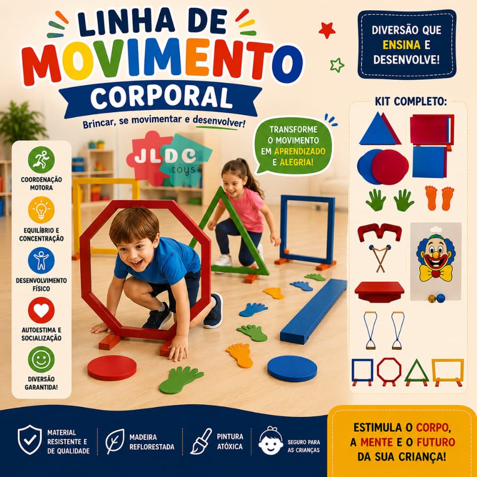Kit Linha Movimento Corporal E Sensorial 64 Peças Pedagógico JLDC TOYS