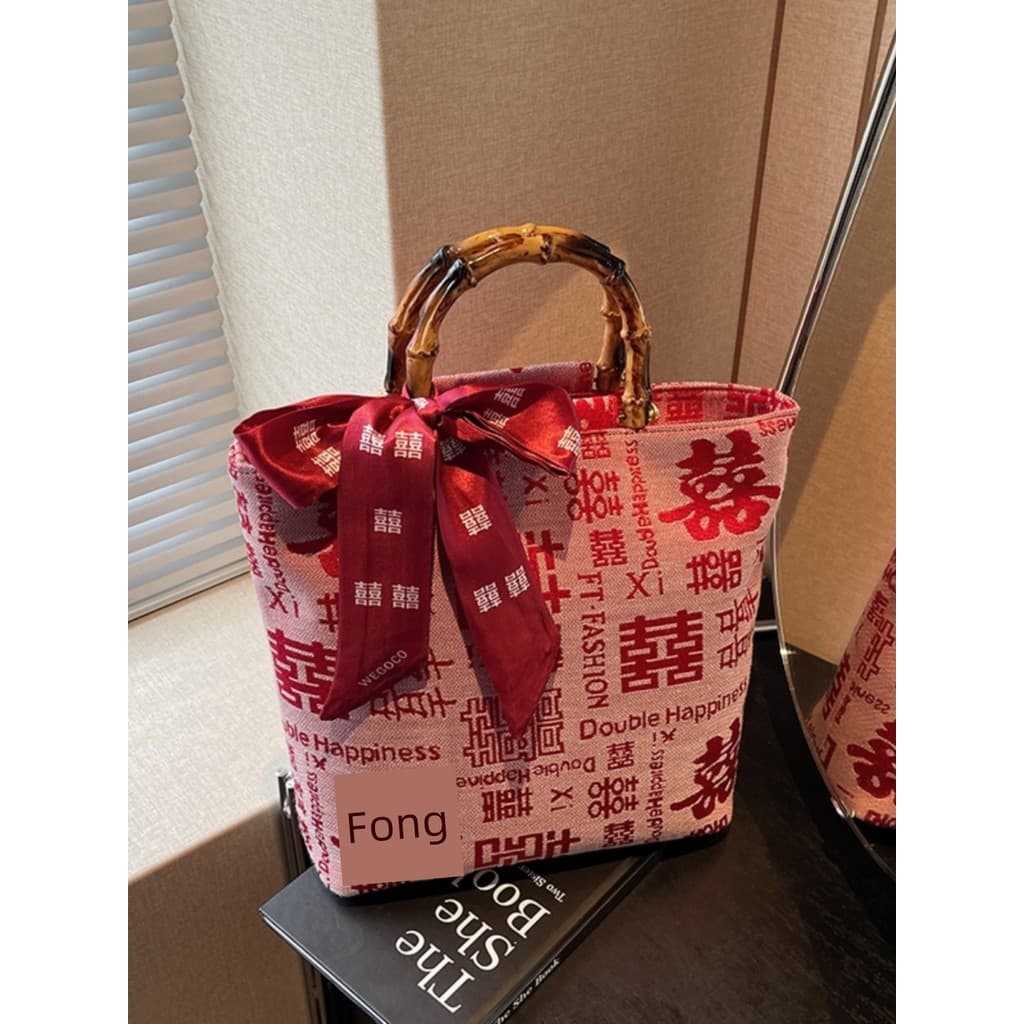 Bolsa bolsa transversal feminino Bolsa de noiva bolsa 2025 novo estilo arco vermelho personagem feliz casamento dama de