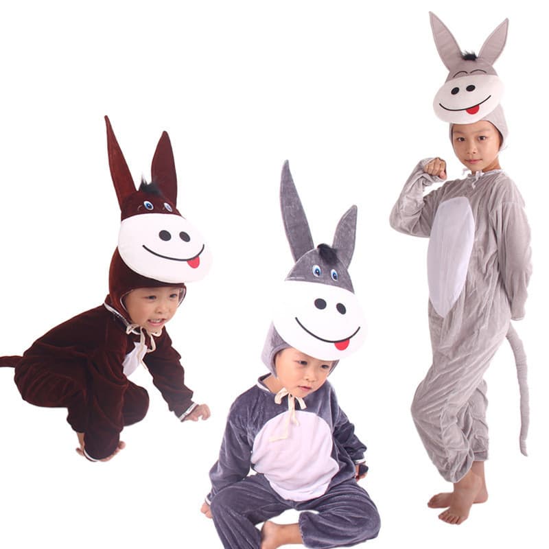 Crianças veludo dourado quatro estações Universal Animal dos desenhos animados desempenho traje bonito pequeno burro dan