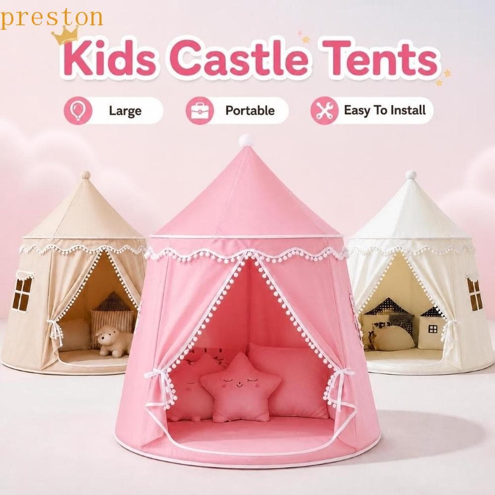 Tenda De Brincar Infantil PRESTON , Grandes Barracas De Castelo Infantis Fáceis De Instalar , Casa Dobrável Portátil Par