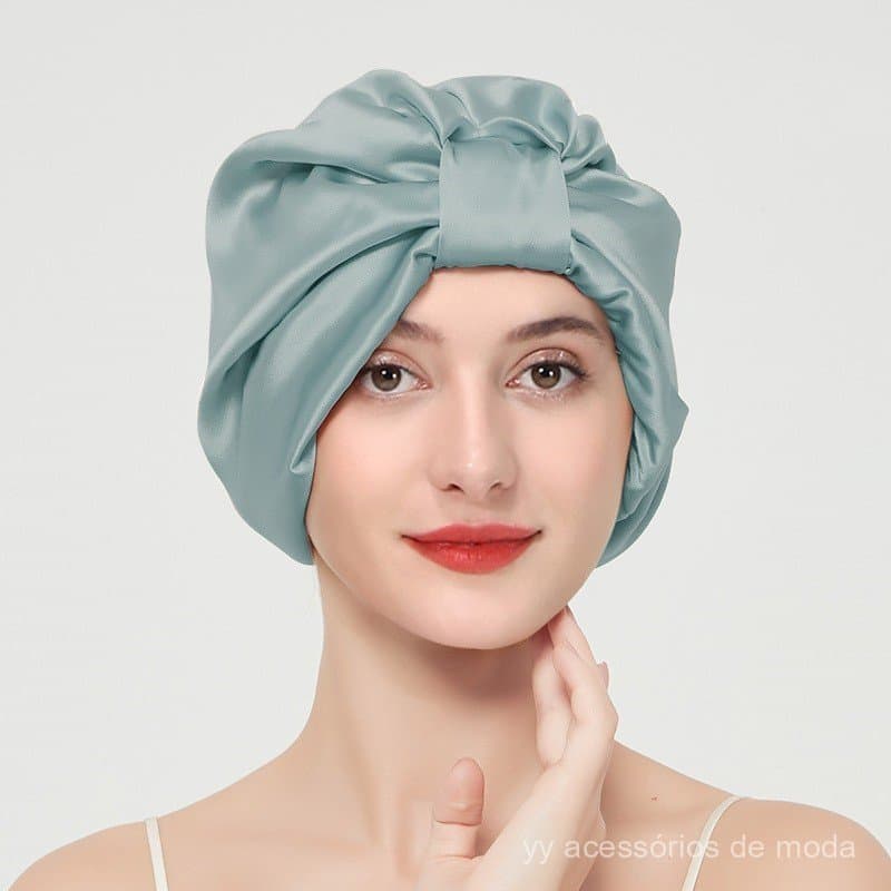 Touca de proteção para cabelo em seda macia simulada de dupla camada, touca para dormir, touca à prova de vento 8.31