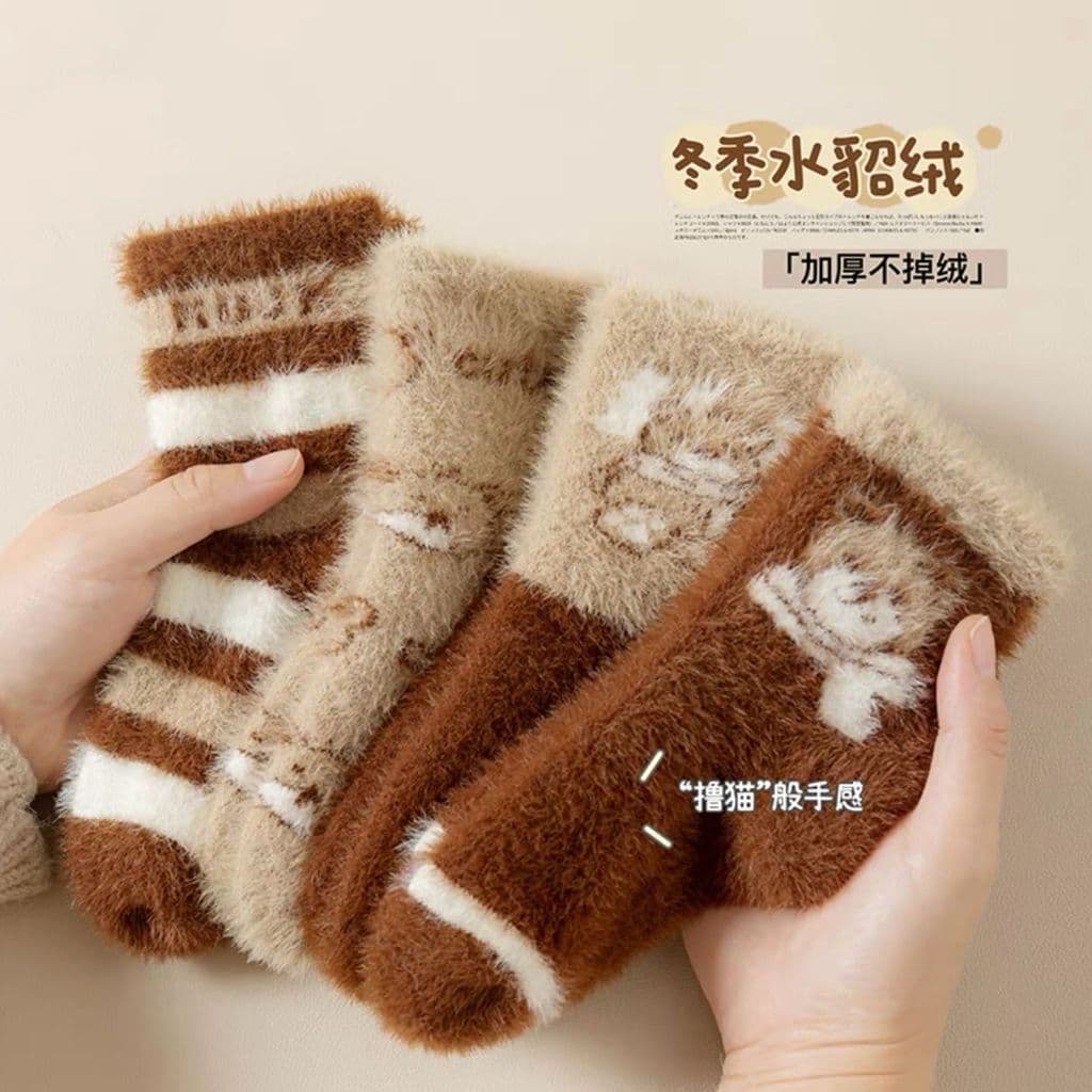[Novo Produto] Meias de Bebê em Lã de Vison Espessa para o Inverno, Meias Quentes e Extra Grossas Forradas de Lã para Be