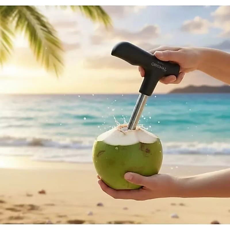 Abridor De Coco Furador De Coco Em Aço Inox Profissional 12cm Gostinho De Praia Dentro De Casa