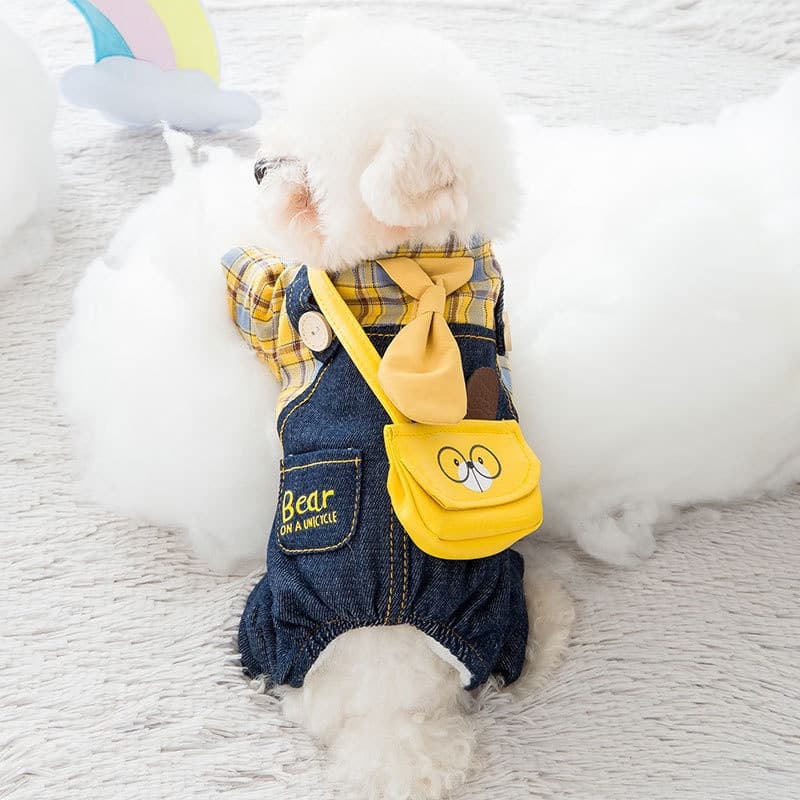 Roupa Espessa de Quatro Patas para Cães, Casaco de Urso de Pelúcia para Animais de Estimação, Outono Inverno