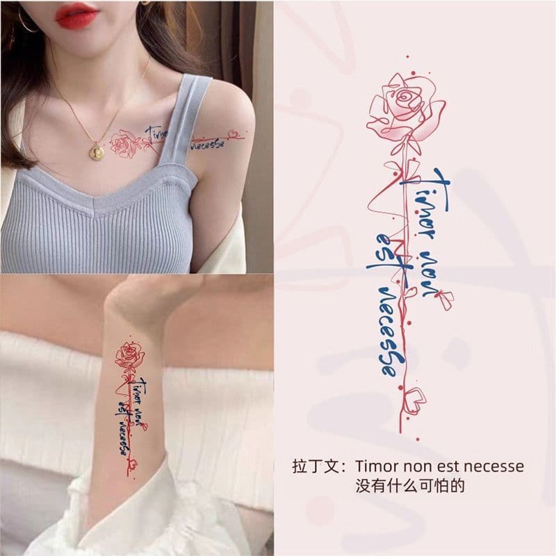 Linguagem latina ins tatuagem adesivo feminino à prova dwaterproof água de longa duração pulso bonito colorido clavícula