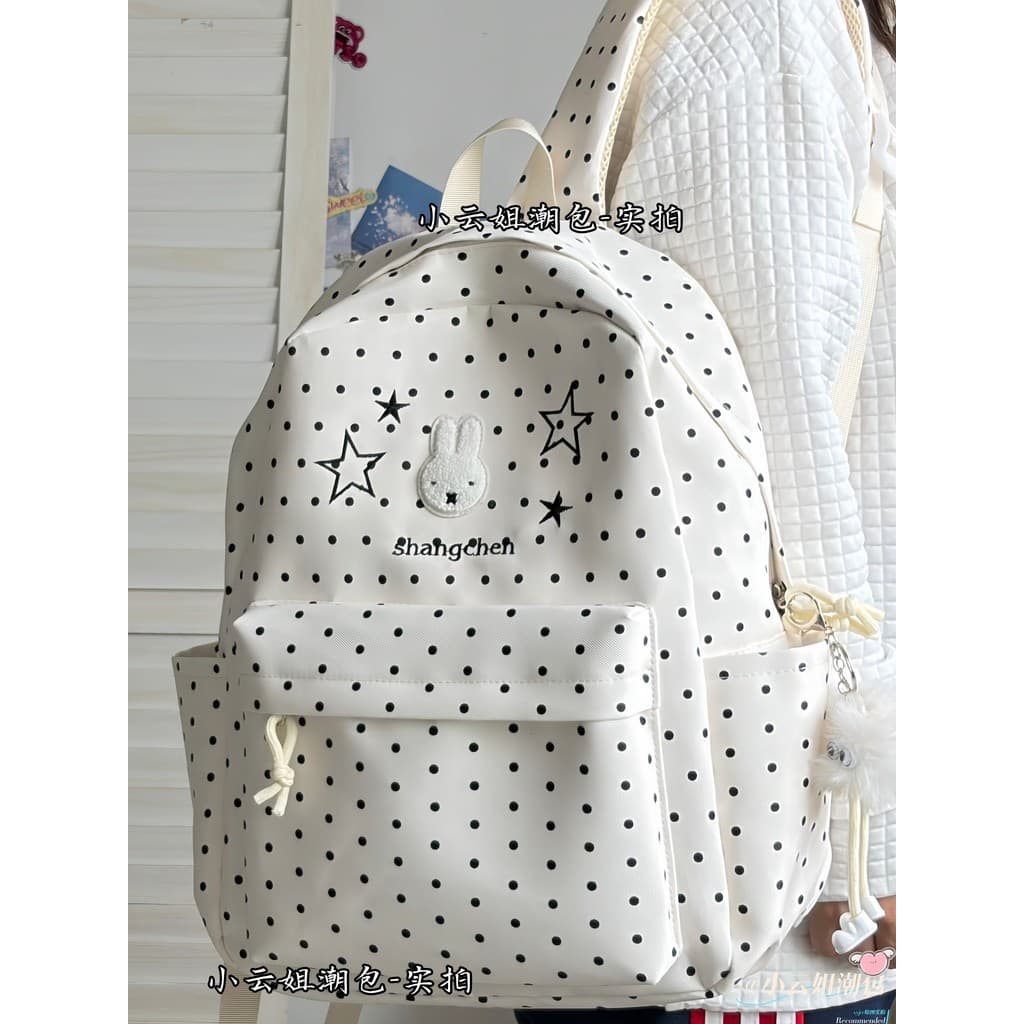 2026 novo estilo mochila feminina estudante do ensino médio estudante universitário estilo coreano bolinhas de alta apar