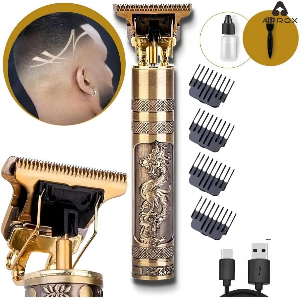 Máquina de Cortar Cabelo Dragão Aparador de Barba Masculino Sem Fio USB 110v/220v-Aprox