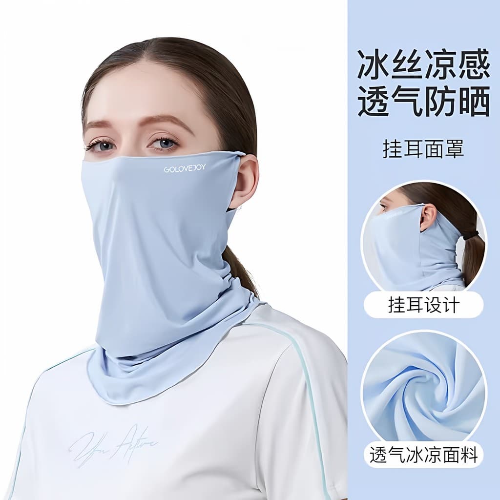 Protetor solar máscara facial cachecol feminino verão equitação cachecol pescoço capa rosto cheio Anti-ultravioleta gelo