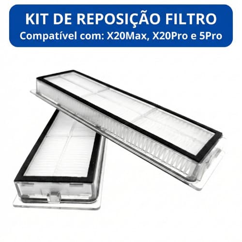 Kit 2 Filtros HEPA para Robô Aspirador Compatível com X20 Max X20 Pro 5 Pro