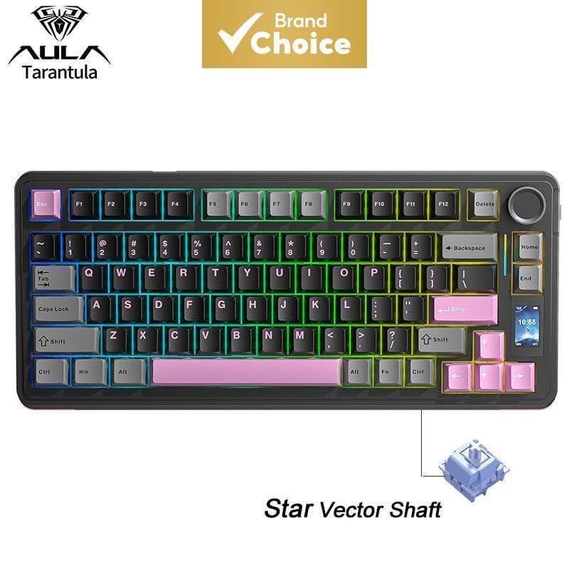 Teclado Mecânico de Jogos AULA S75 Pro sem Fio, Teclado Bluetooth Compacto RGB