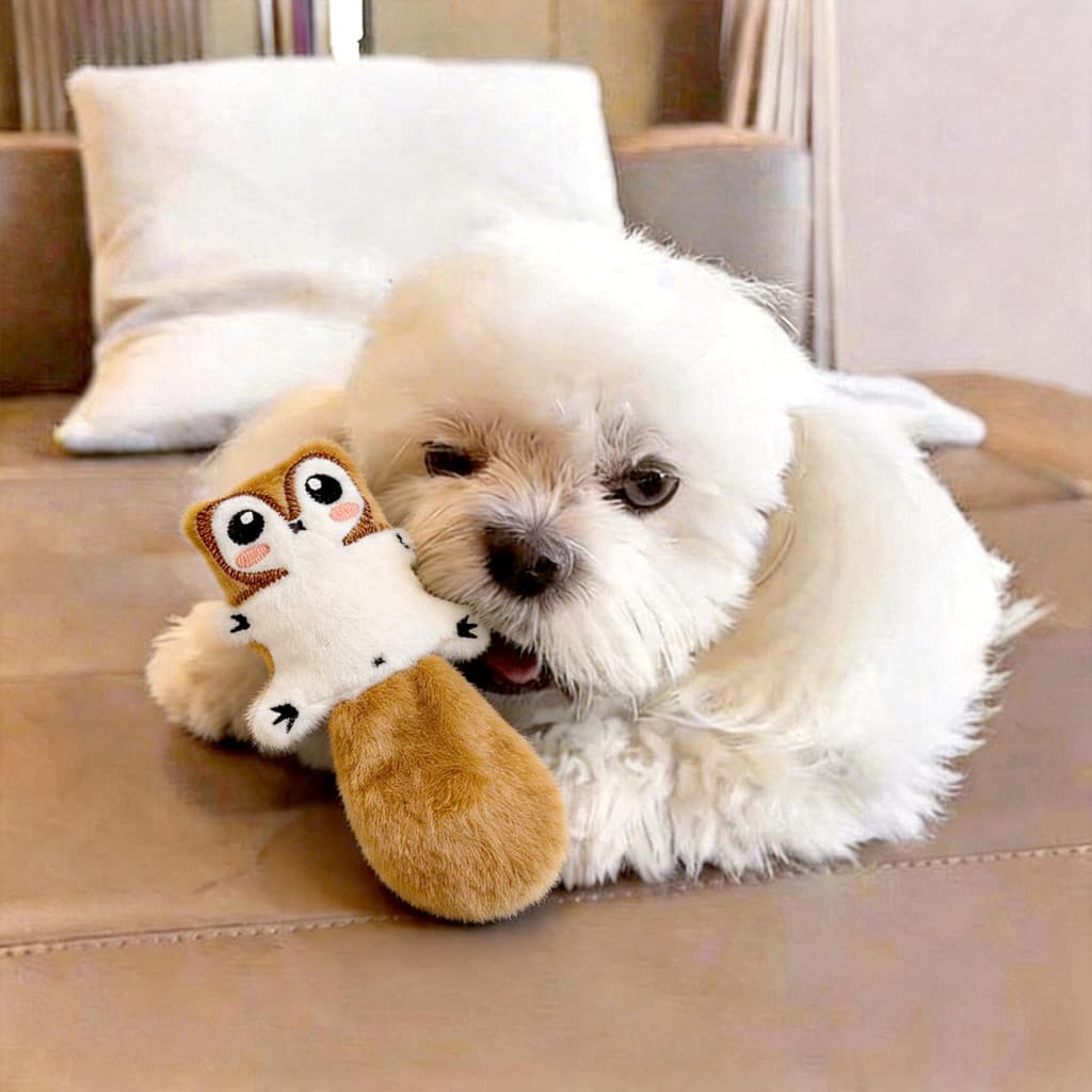 Filhote de cachorro Molar brinquedo filhotes auto-feliz aliviar o tédio consome energia interativa Bichon voz boneca de
